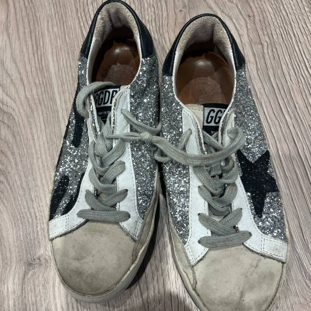 Good condition authentic golden goose super stars kids women sequin sneakers 35